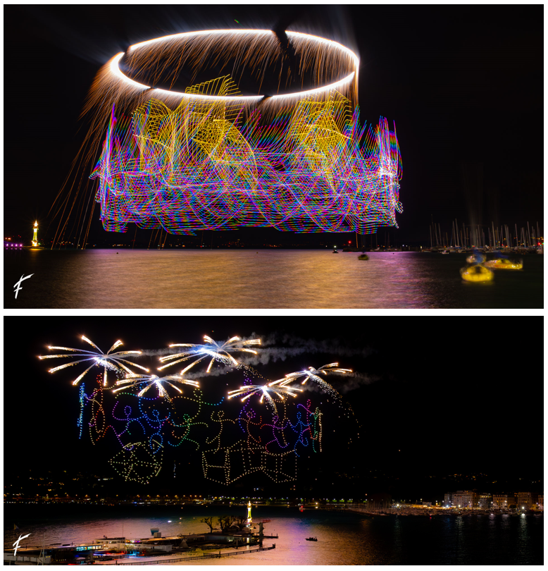 Avant-garde des spectacles pyrotechniques avec drones, Groupe F